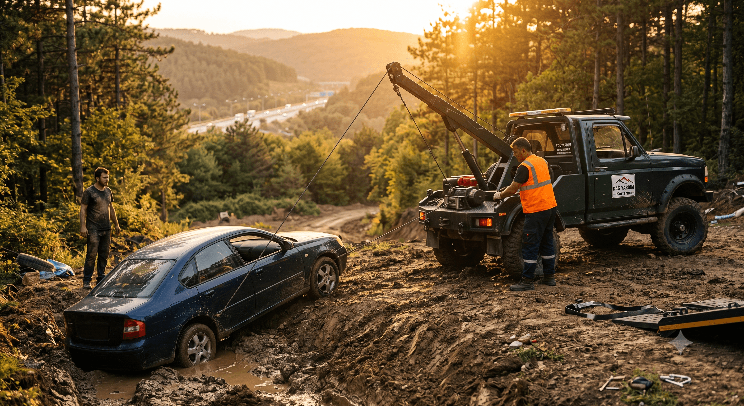 A recovery operator loading a vehicle